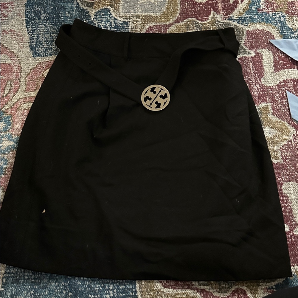 Tory Burch Black Wool Skirt with Belt
